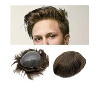 Toupee for Men Toupee for Men 6" Human Hair System Replacement 8×10" Full Poly Skin Mens Hairpiece Male Prosthesis Durable PU Base for Men Wig