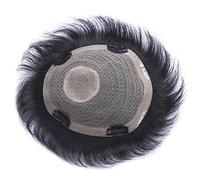 Toupee for Men Toupee for Men Male Hair Prosthesis Breathable Swiss Lace and PU Base Men's Toupee with Clips Natural Straight Human Hair Hairpiece System Units Mens,110%-Straight Toupee 1B 1