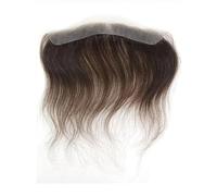 Toupee for Men's 0.06mm Brown Straight Man Toupee V Style Frontal Hairline For Men 16cm Human Hair Ultra Thin Skin PU Men's Capillary Prosthesis Human Hair System for Men(16x3.5cm,Dark Brown)