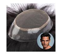 Toupee for Men's Hair Pieces and Wigs Human Hair Men Toupee French Lace with 1" Clear Poly All Around Hair Toupee 6'' Length Replacement System Male Hair Prosthesis (Straight) Human Hair System for Me