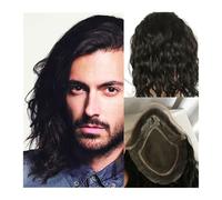 Toupee for Men's Natural Curly Toupee Length 12 inches European Virgin Human Hair Toupee for Men Hairpiece Mono Lace with PU Around Men Wigs Toupee Hair Toupee Size 8"x10" Human Hair System for Men(Da