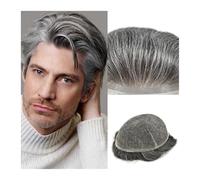 Toupee for Men's Toupee for Men Human Hair System Hairpieces Full Swiss Lace Mens Toupee 8 x 10" Breathable Male Hair Prosthesis 1B Mixed 65% Grey White Hair Wigs Human Hair System for Men