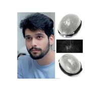 Toupee Hair for Men, Men's Toupee Durable Thin Skin Full Base Male Human Hair Wigs 0.06mm Men's Hair System,for Everyday, Cosplay & More(Jet Black,7x9)