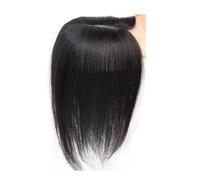 Toupets pour femmes Silk Base Human Hair Topper For Spot Bald Middle Part Side Bangs Straight Lace Human Hair Partial Wig 3 Clips in Hairpieces Extensions Artificial Scalp(10 inch,NATURAL COLOR_13X15C