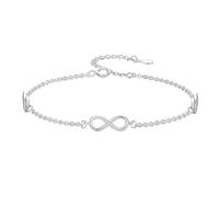 TOUPOP 925 Sterling Silver Infinity Heart Bracelets Sparkle Bling Silver Bracelet Adjustable Eternal Love Infinite Bracelet for Women Ladies Teen Girls Birthday Gifts for Her Christmas