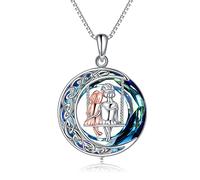 TOUPOP 925 Sterling Silver Mother and Daughter Necklace Crystal Pendant Jewellery for Mum and Daughter Birthday Gifts for Daughter Mother Grandma Mothers Day Gifts from Daughter