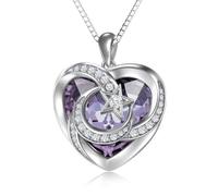TOUPOP Alexandrite June Birthstone Sterling Silver Moon and Star Pendant Necklace Heart Crystal Jewelry Birthday Mothers Day Gifts Her Girlfriend Wife Mom Daughter