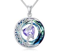 TOUPOP Alexandrite Necklace 925 Sterling Silver Moon and Star Pendant June Birthstone Celtic Irish Jewellery Valentines Day Birthday Gifts for Women Lady Her Girls Wife Mum Presents Ideas