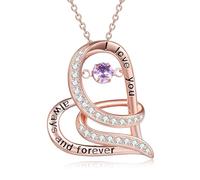 TOUPOP Alexandrite Necklace I Love You Always and Forever Necklace 925 Sterling Silver Rose Gold Necklace Jewellery Gifts for Women Wife Girlfriend Her Christmas Birthday Gift