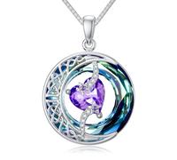 TOUPOP Amethyst Necklace 925 Sterling Silver Moon Star Pendant Necklaces February Birthstone Celtic Irish Jewellery Anniversary Birthday Gifts for Women Lady Her Girls Wife Presents