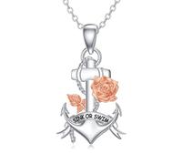 TOUPOP Anchor Necklace for Women 925 Sterling Silver Anchor Pendant Jewelry for Sister Friend Wife Mom Daughter Birthday Christmas Mothers Day Gift