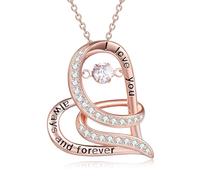 TOUPOP April Birthstone Necklace I Love You Always and Forever Necklace 925 Sterling Silver Rose Gold Necklace Jewellery Gifts for Women Wife Girlfriend Her Christmas Birthday Gift