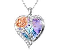 TOUPOP Birthstone Heart Necklace 925 Sterling Silver Rose Pendant Necklace Birthstone Jewelry Gift for Wife Girlfriend Mom Sister Wife Birthday Gifts for Her (Feb-Amethyst)