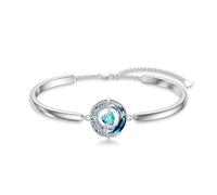 TOUPOP December Birthstone Jewellery Topaz Bracelet Sterling Silver Heart Moon and Star Bracelets with Blue Crystal Celtic Irish Jewelry Birthday Christmas Gifts for Women Mom Her Wife