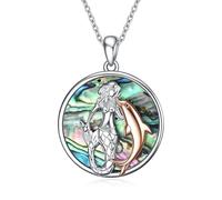 TOUPOP Dolphin Necklace Sterling Silver Mermaid Gifts Abalone Shell Mermaid Jewellery Beach Dolphin Gifts for Women Christmas Xmas Gift
