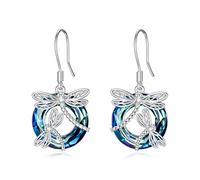 TOUPOP Dragonfly Gifts 925 Sterling Silver Dragonfly Drop Dangle Earrings Blue Crystal Jewelry Gifts for Women Her Wife Nana Daughter Dragonfly Lover Mom Anniversary Birthday Christmas Gifts