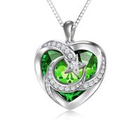 TOUPOP Emerald May Birthstone Sterling Silver Moon and Star Pendant Necklace Heart Crystal Jewelry Birthday Mothers Day Gifts Her Girlfriend Wife Mom Daughter