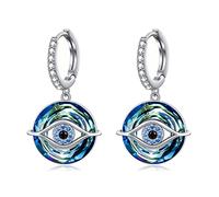 TOUPOP Evil Eye Hoop Earrings for Women s925 Sterling Silver Eye Drop Earrings with Blue Crystal Dangle Earrings Evil Eye Jewelry for Women Birthday Gifts for Friend