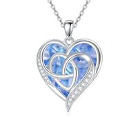 TOUPOP Gifts for Her 925 Sterling Silver Celtic Heart Birthstone Necklace for Mom Wife Girlfriend Daughter Sister Grandma Anniversary Birthday Christmas Valentine's Day Gifts (Dec-Blue Topaz)