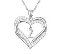 TOUPOP Initial Necklace for Women Double Heart Letter Necklace Sterling Silver Alphabet Z Initial Letter pendant Name Jewelry Gifts for Women Mom Girlfriend Daughter Birthday Gift Mother’s Day Gift
