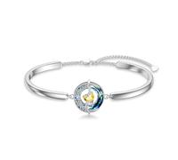 TOUPOP November Birthstone Jewellery Citrine Bracelet Sterling Silver Heart Moon and Star Bracelets with Blue Crystal Celtic Irish Jewelry Birthday Christmas Gifts for Women Mom Her Wife