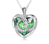 TOUPOP Peridot August Birthstone Sterling Silver Moon and Star Pendant Necklace Heart Crystal Jewelry Birthday Mothers Day Gifts Her Girlfriend Wife Mom Daughter