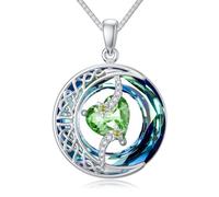 TOUPOP Peridot Necklace 925 Sterling Silver Moon and Star Pendant August Birthstone Celtic Irish Jewellery Valentines Day Birthday Gifts for Women Lady Her Girls Wife Mum Presents Ideas