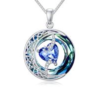TOUPOP Sapphire Necklace 925 Sterling Silver Moon and Star Pendant Necklace September Birthstone Celtic Moon Irish Jewellery Christmas Birthday Gifts for Women Lady Her Girls Wife Mum