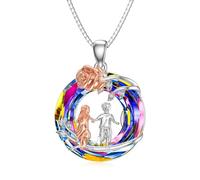 TOUPOP Sister Gifts from Brother 925 Sterling Silver Crystal Sisters Brother Necklace Always My Sister Forever My Friend Jewellery