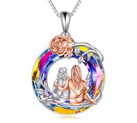 TOUPOP Sister Gifts from Sister 925 Sterling Silver Crystal 2 Sisters Necklace Always My Sisters Forever My Friend Jewelry