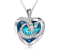 TOUPOP Topaz December Birthstone Sterling Silver Moon and Star Pendant Necklace Heart Crystal Jewelry Birthday Mothers Day Gifts Her Girlfriend Wife Mom Daughter