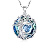 TOUPOP Tree of Life Topaz December Birthstone Necklace Sterling Silver Birthstone Heart Pendant Celtic Family Irish Jewellery Gifts for Women Her Mum Wife Ladies Anniversary Birthday Gift