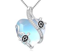 TOUPOP Turtle Gifts for Women Necklace 925 Sterling Silver Moonstone Sea Turtle Pendant Necklaces Heart Ocean Jewellery Gifts for Women Her Daughter Wife Anniversary Birthday Gift Presents Ideas