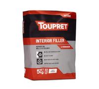 Toupret Interior Filler 5 kg - Easy to Sand, No Shrink Crack Filler - Smooth Finish Wall Repair for Interior Surfaces - Professional Powder Filler - White - Also in 1kg, 2kg,10kg