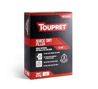 Toupret Quick Dry Filler - One-Coat Interior Powder Filler, No Shrink or Slump, Ready to Paint in 3 Hours - Easy Mix & Sand - Smooth White Wall & Ceiling Repair - 2 kg