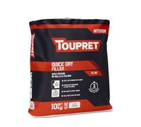 Toupret Quick Dry Filler - One-Coat Interior Powder Filler, No Shrink or Slump, Ready to Paint in 3 Hours - Easy Mix & Sand - Smooth White Wall & Ceiling Repair - 10kg