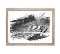 Tour de France Cycling V1 Modern Framed Wall Art Print, Ready to Hang Picture for Living Room Bedroom Home Office Décor, Oak A3 (46 x 34 cm)