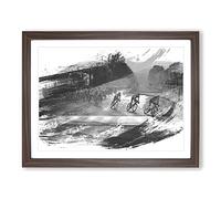 Tour de France Cycling V1 Modern Framed Wall Art Print, Ready to Hang Picture for Living Room Bedroom Home Office Décor, Walnut A4 (34 x 25 cm)