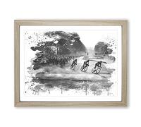 Tour de France Cycling V4 Modern Framed Wall Art Print, Ready to Hang Picture for Living Room Bedroom Home Office Décor, Oak A2 (64 x 46 cm)