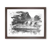 Tour de France Cycling V4 Modern Framed Wall Art Print, Ready to Hang Picture for Living Room Bedroom Home Office Décor, Walnut A2 (64 x 46 cm)