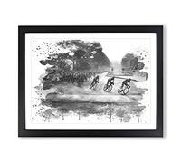 Tour de France Cycling V4 Modern Framed Wall Art Print, Ready to Hang Picture for Living Room Bedroom Home Office Décor, Black A3 (46 x 34 cm)