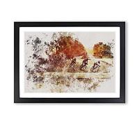 Tour De France Cycling Watercolour Framed Print | A2 Black Framed Wall Art | Ready to Hang | Modern Historical Picture | Living Room Bedroom Lounge Office