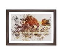 Tour De France Cycling Watercolour Framed Print | A2 Walnut Framed Wall Art | Ready to Hang | Modern Historical Picture | Living Room Bedroom Lounge Office