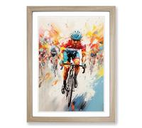 Tour de France Expressionism Framed Print | A2 Oak Framed Wall Art | Ready to Hang | Eclectic Historical Picture | Living Room Bedroom Lounge Office