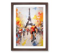 Tour de France Gestural Framed Print | A2 Walnut Framed Wall Art | Ready to Hang | Eclectic Historical Picture | Living Room Bedroom Lounge Office
