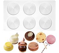 Tourbillon Round Silicone Mould Circle Baking Pan for Cheesecake, Mousse, Cookie, Chocolate, Rainbow Lollipop, Glaze, Layer, Cake 6-Cavity Disc Diameter 3inch