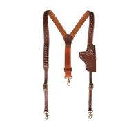 TOURBON Adjustable Shoulder Gun Holster Leather Suspenders with Pistol Holder Ammo Bullet Loops