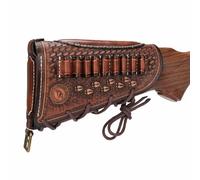 TOURBON Cowhide Leather Rifle Ammo Pouch Adjustable Cheek Rest Shell Holder for 30.06, 30.30, 308 Cartridges