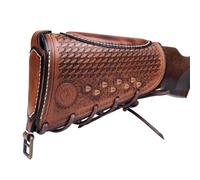 TOURBON Cowhide Leather Rifle Shotgun Buttstock Recoil Pad Adjustable Cheek Rest Pouch for Left and Right Handed Hunter