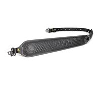 TOURBON Cowhide Leather Rifle Sling Hunting Padded Shotgun Carry Strap with Rest Hole and Swivels (Black)